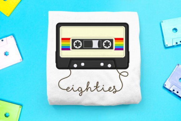 80s Rainbow Cassette Tape Applique: A Retro Embroidery Design Review