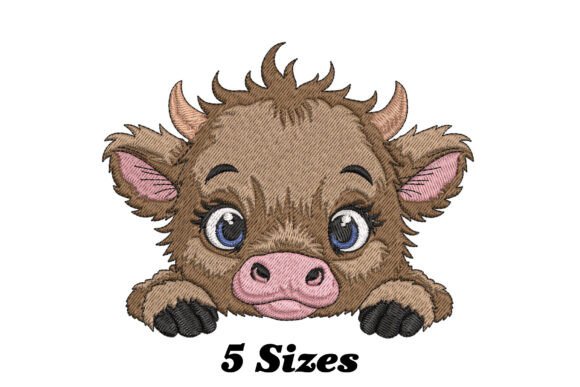 Baby Highland Cow Head: A Cute & Versatile Embroidery Design for Small Shop Sellers