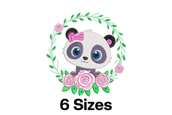 Baby Panda with Flower Wreath: A Seasonal Embroidery Gem
