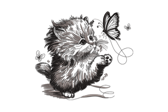 Cat and Butterfly: A Heartfelt Embroidery Design for Personalized Gifts