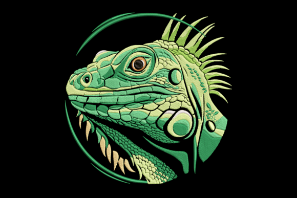 Chameleon Head Embroidery Design Review for Business Use