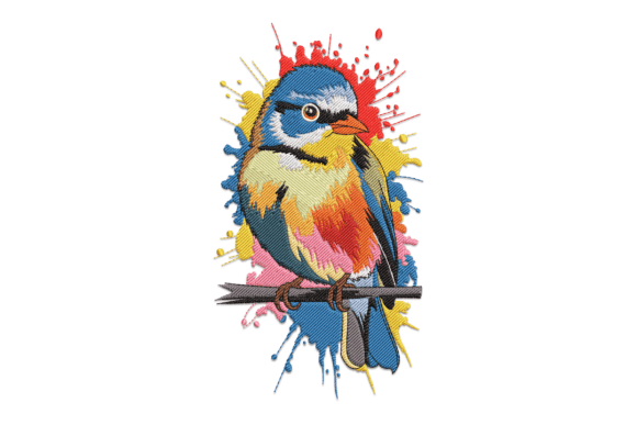 Colorful Sparrow: A Charming Embroidery Design for Personalized Gifts
