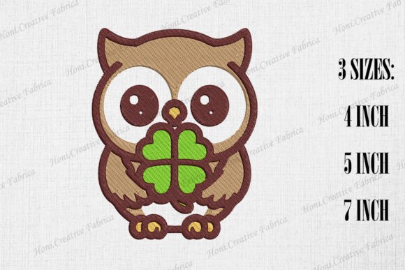 Cute Owl and Clover: A Versatile Embroidery Design for Small Business Branding