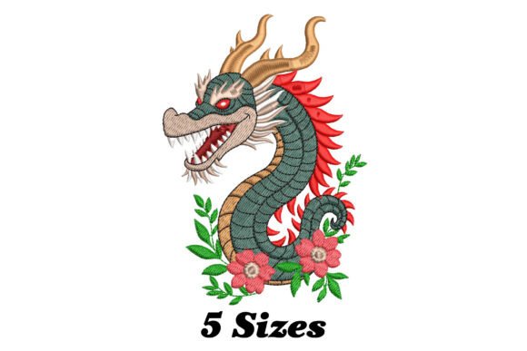 Dragon with Red Eyes and Flowers Embroidery Review