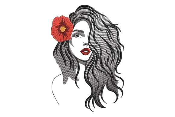 Elegant Woman Face Embroidery Design